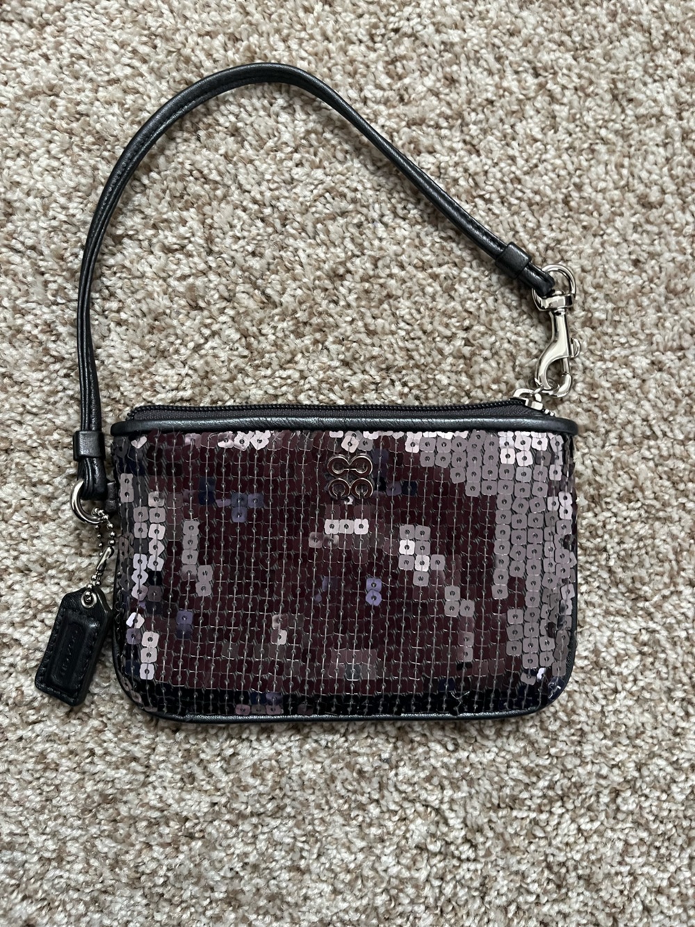 Coach Gunmetal Dark Gray Sequin Wristlet